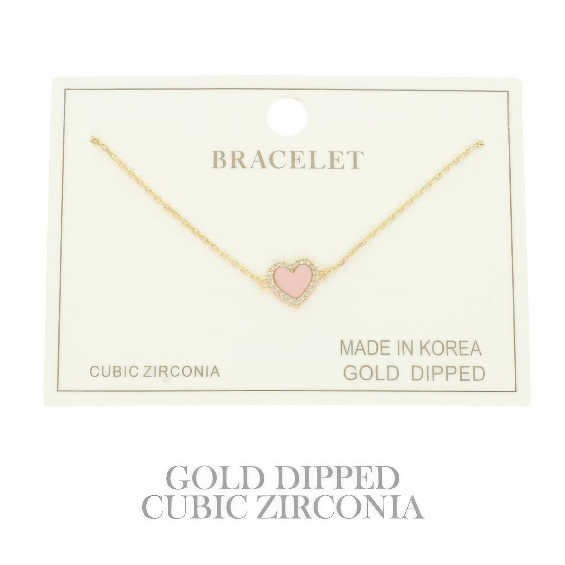 Gold Plated Cz Heart Chain Bracelet