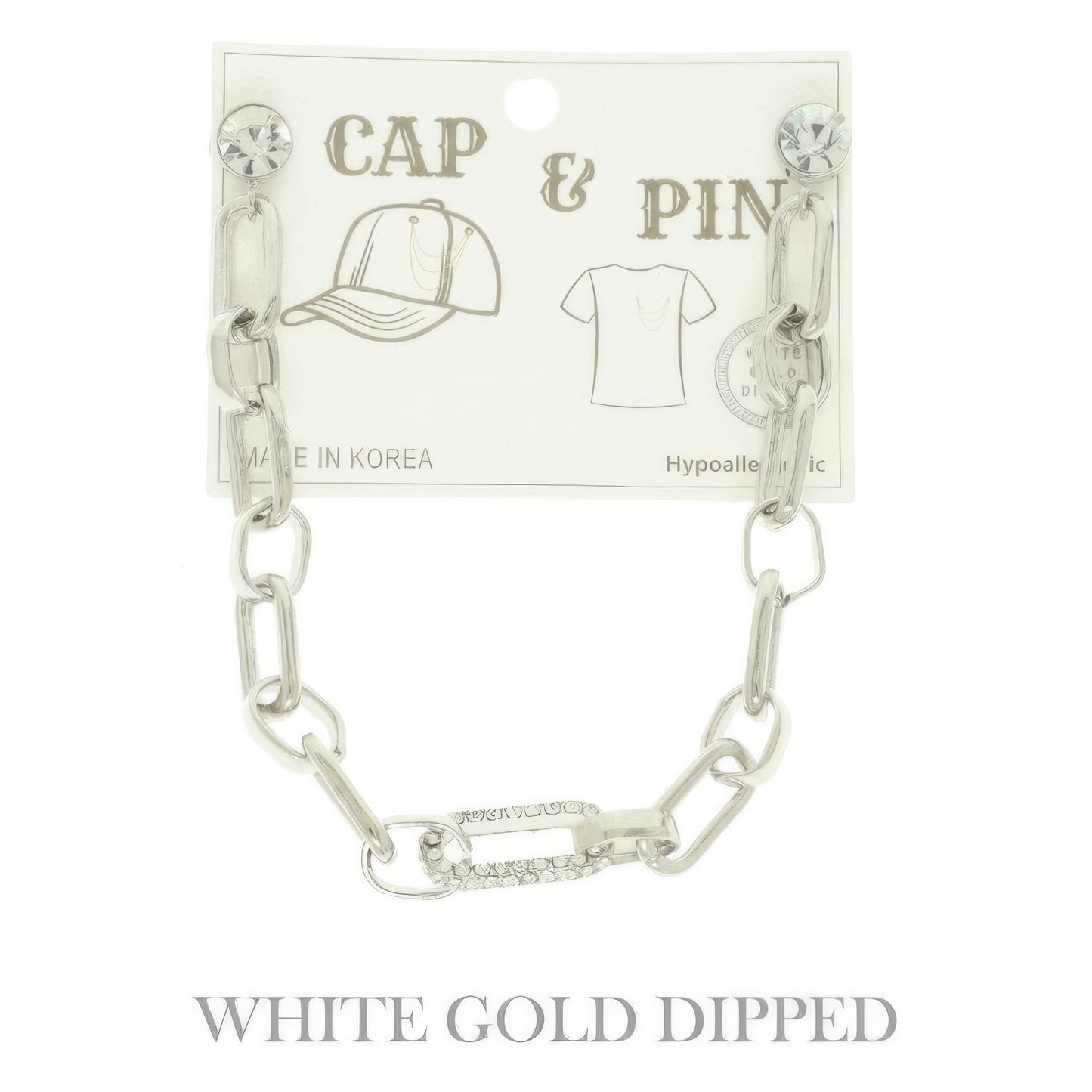 Gold Plated Rolo Paperclip Link Cap Chain And Pin