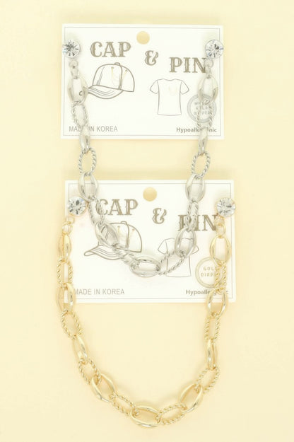Gold Plated Twist Link Cap Chain And Pin