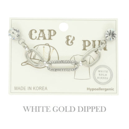 Gold Plated Rolo Paperclip Link Cap Chain And Pin