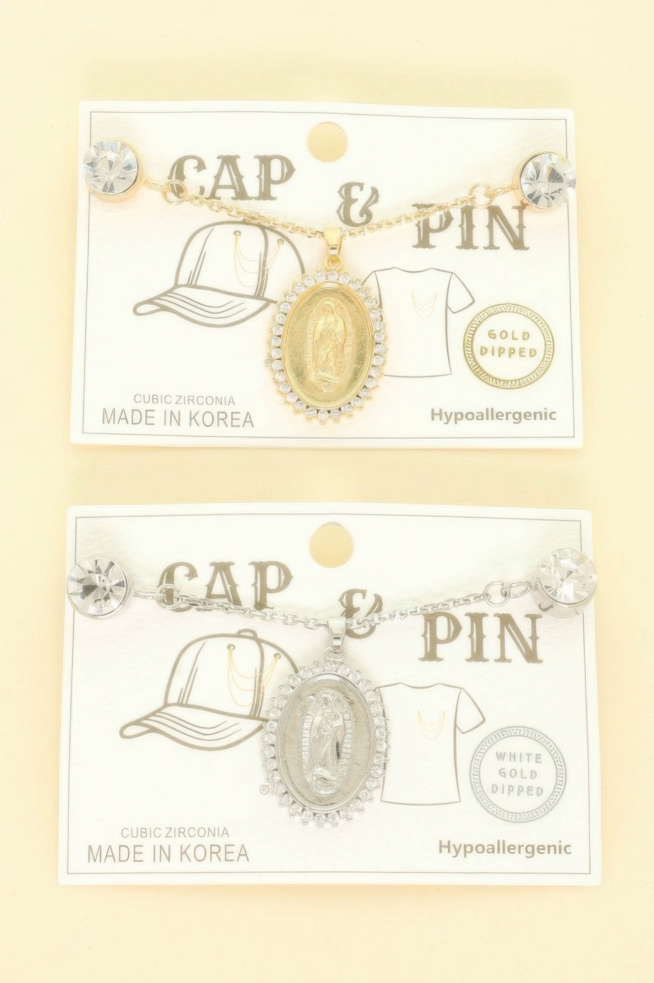 Gold Plated Virgin Mary Theme Charm Hat Chain