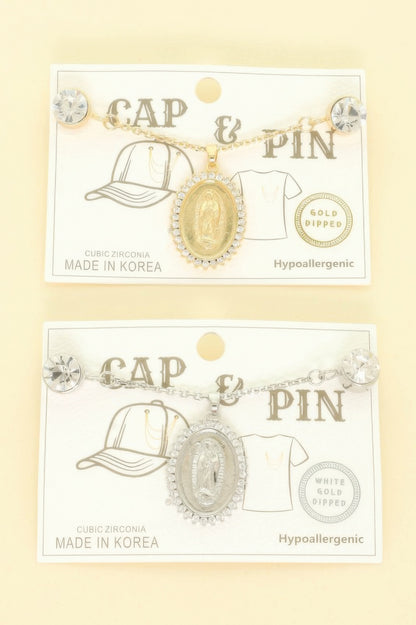 Gold Plated Virgin Mary Theme Charm Hat Chain