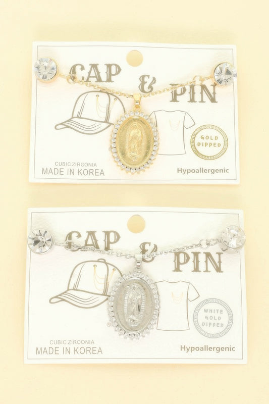 Gold Plated Virgin Mary Theme Charm Hat Chain