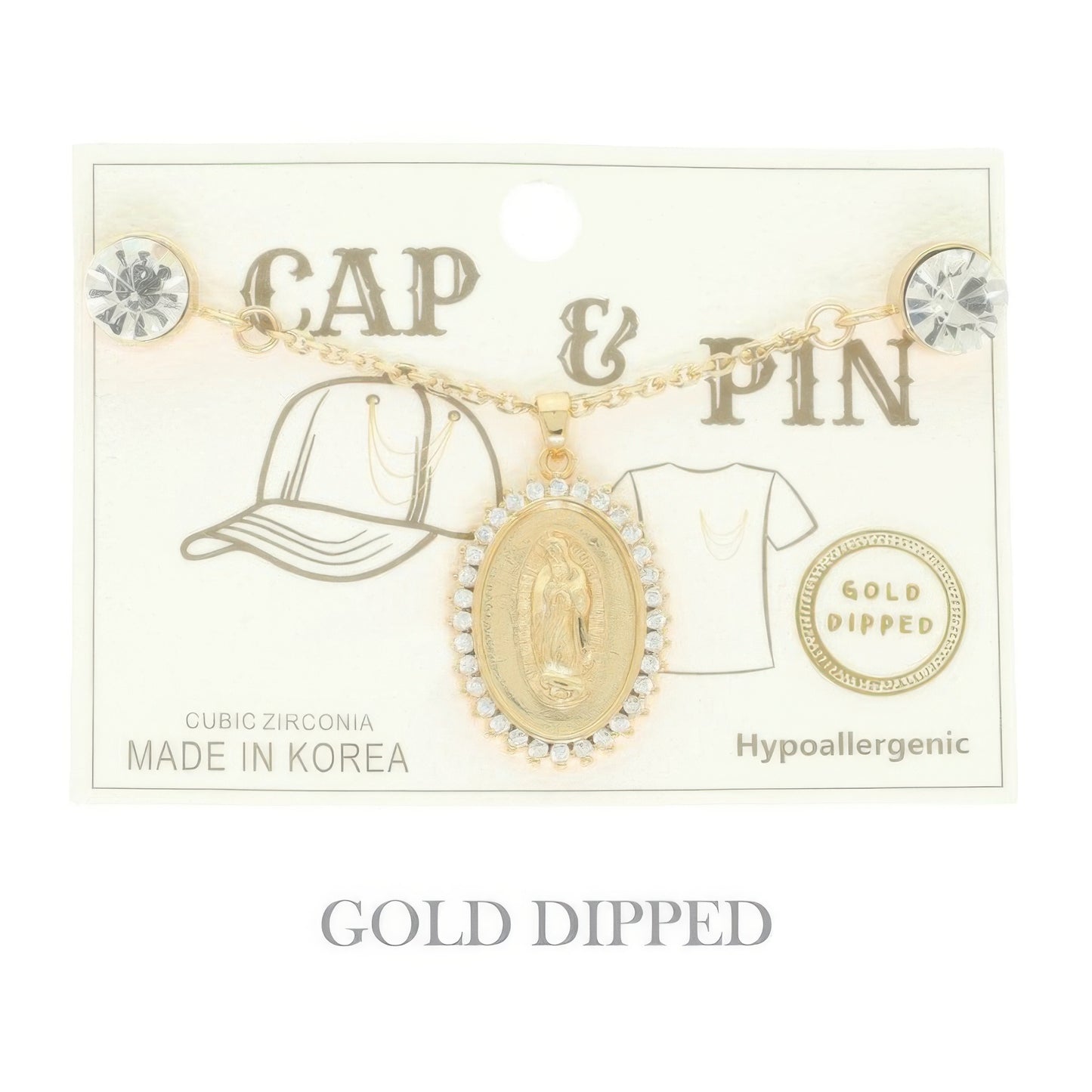 Gold Plated Virgin Mary Theme Charm Hat Chain