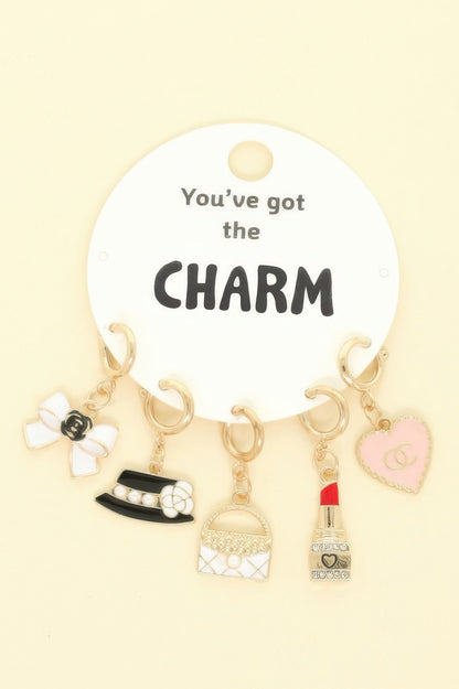 5pc Fashion Theme Assorted Charm Set