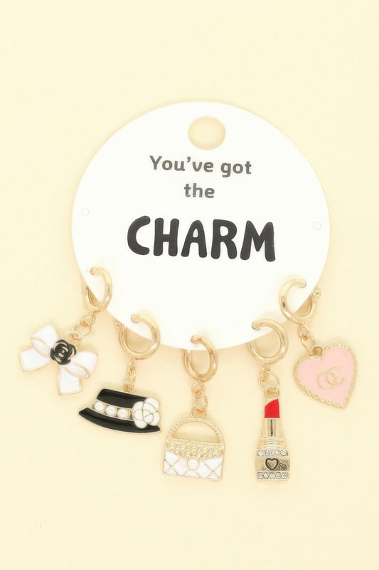 5pc Fashion Theme Assorted Charm Set