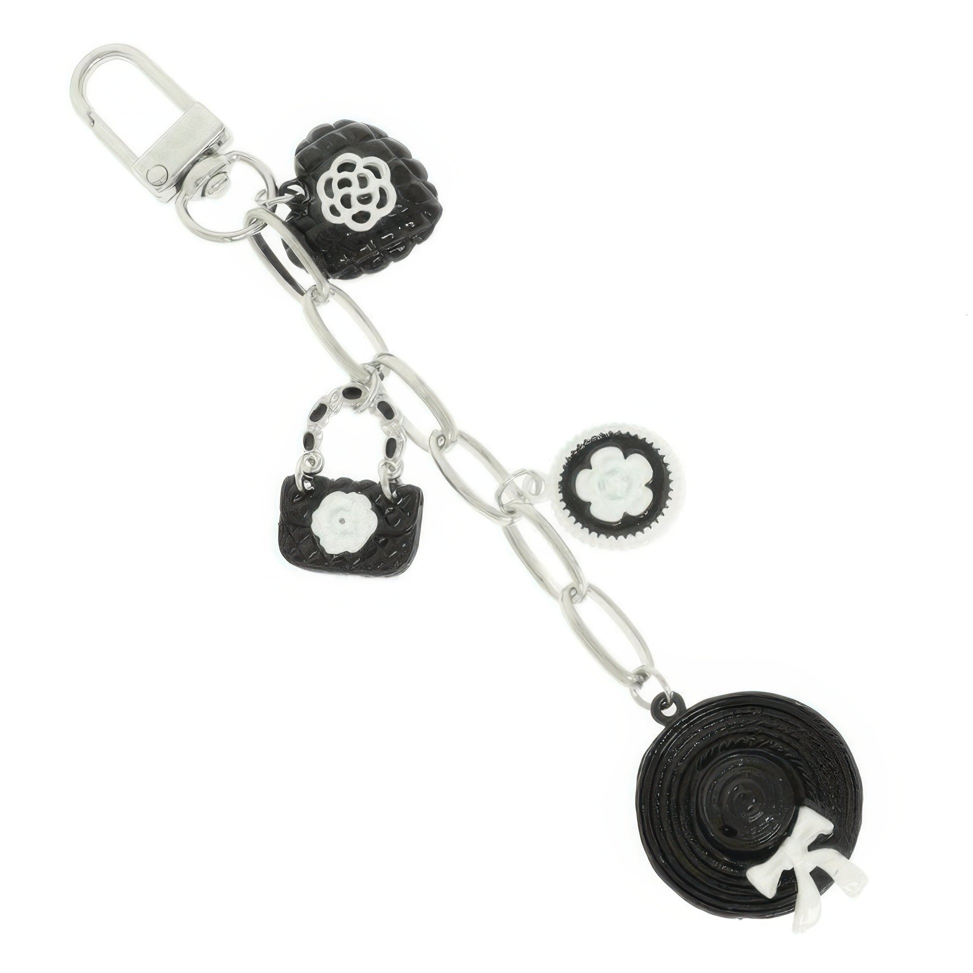 Black And White Theme Bag Charm Keychain