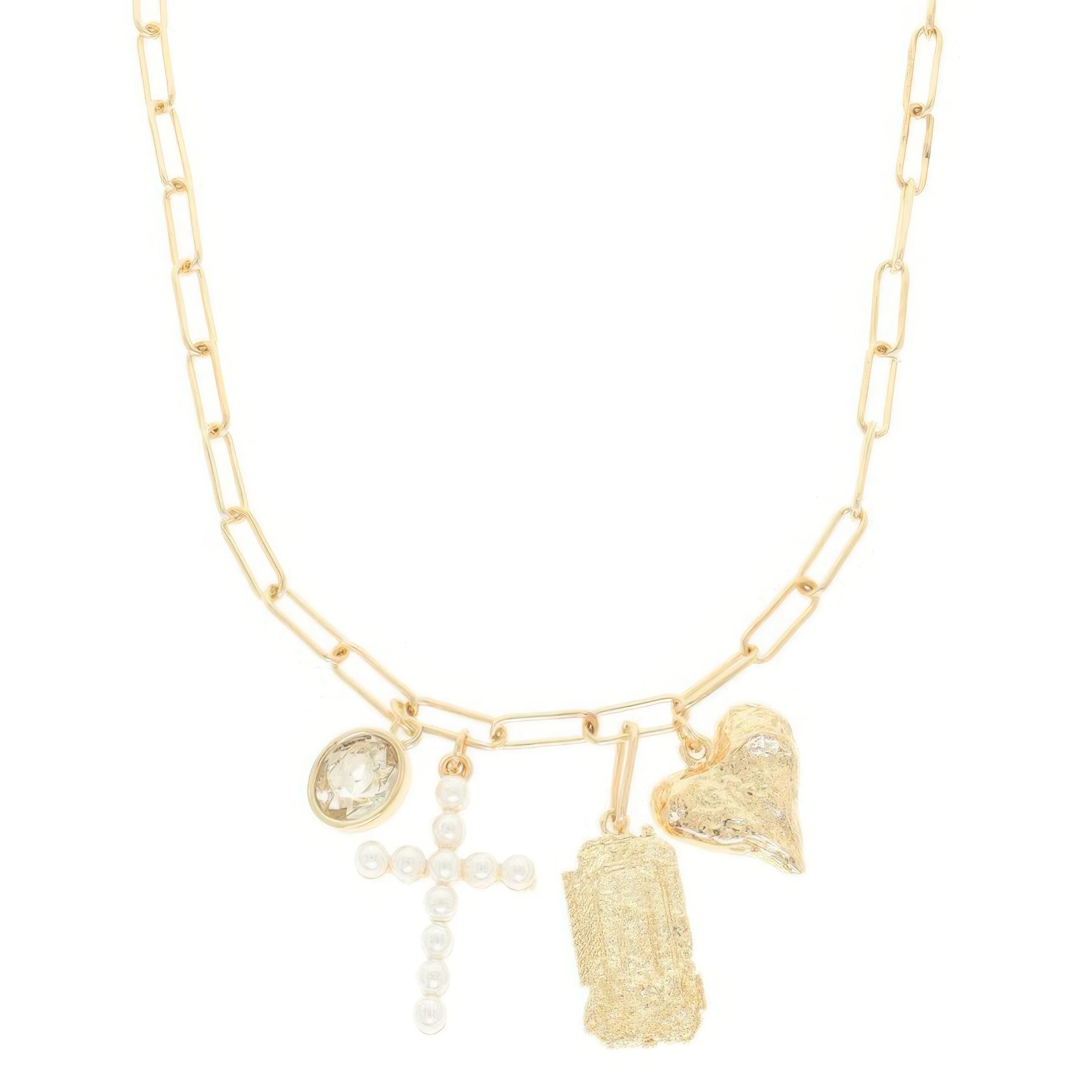 Faith Theme Jeweled Charm Necklace