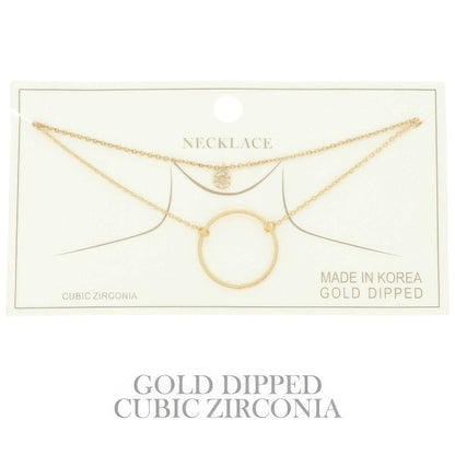 Cz Gold Plated Round Cut Pendant Necklace