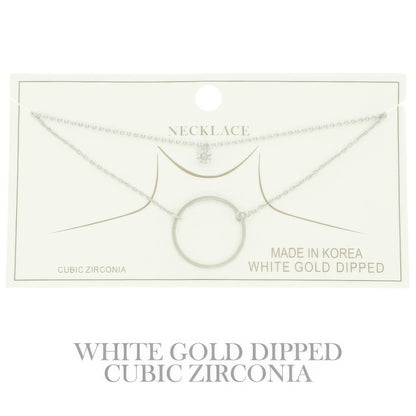 Cz Gold Plated Round Cut Pendant Necklace