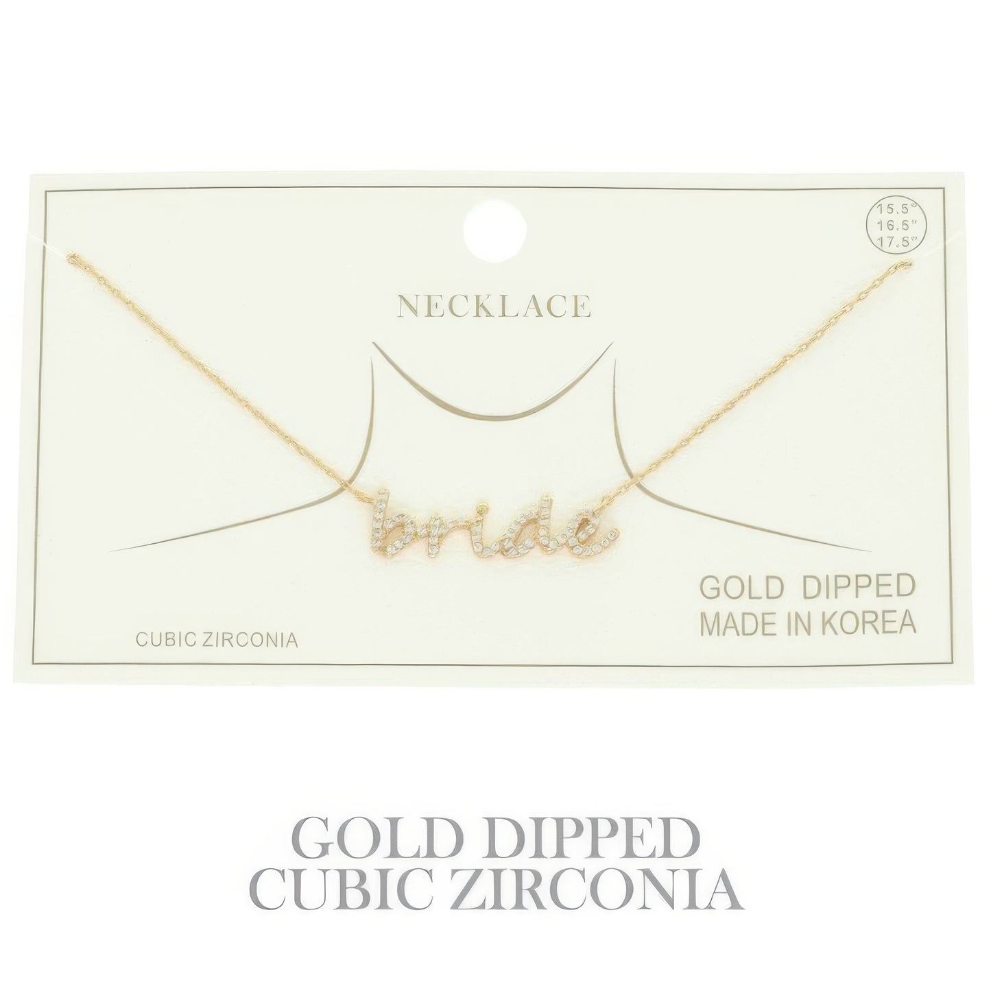 Cz Gold Plated Bride Pendant Necklace