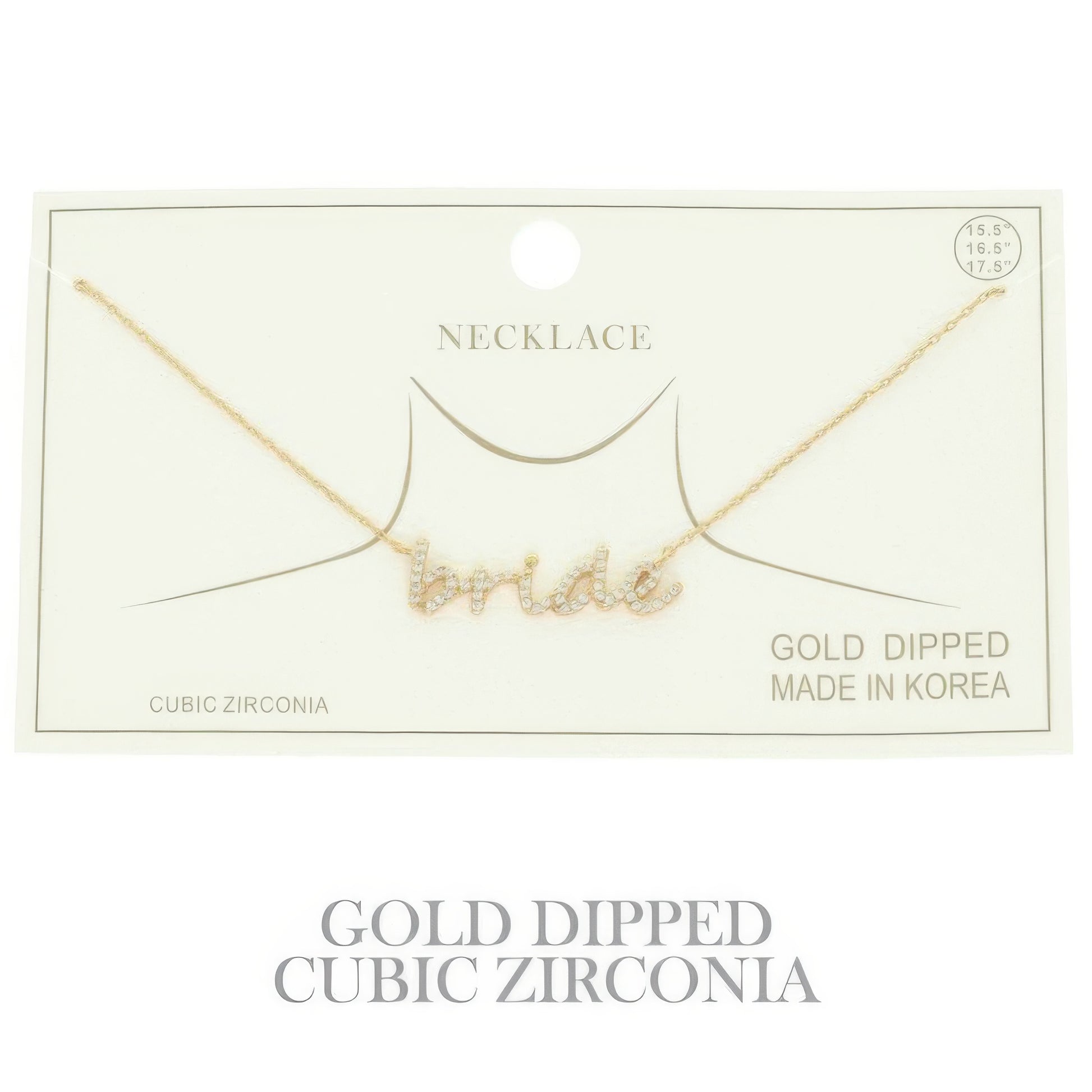 Cz Gold Plated Bride Pendant Necklace