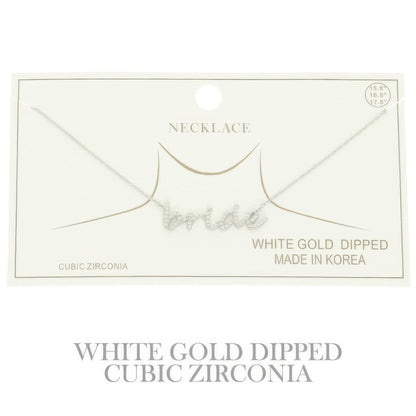 Cz Gold Plated Bride Pendant Necklace