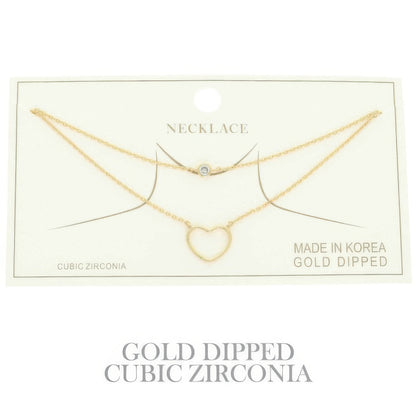 Cz Gold Plated Heart Cut Pendant Necklace
