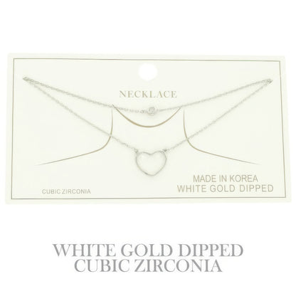 Cz Gold Plated Heart Cut Pendant Necklace