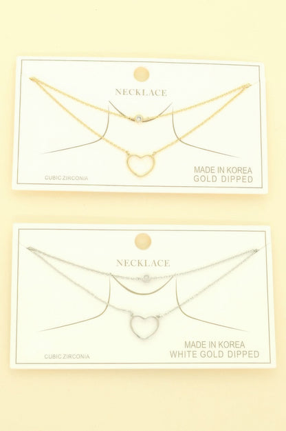 Cz Gold Plated Heart Cut Pendant Necklace