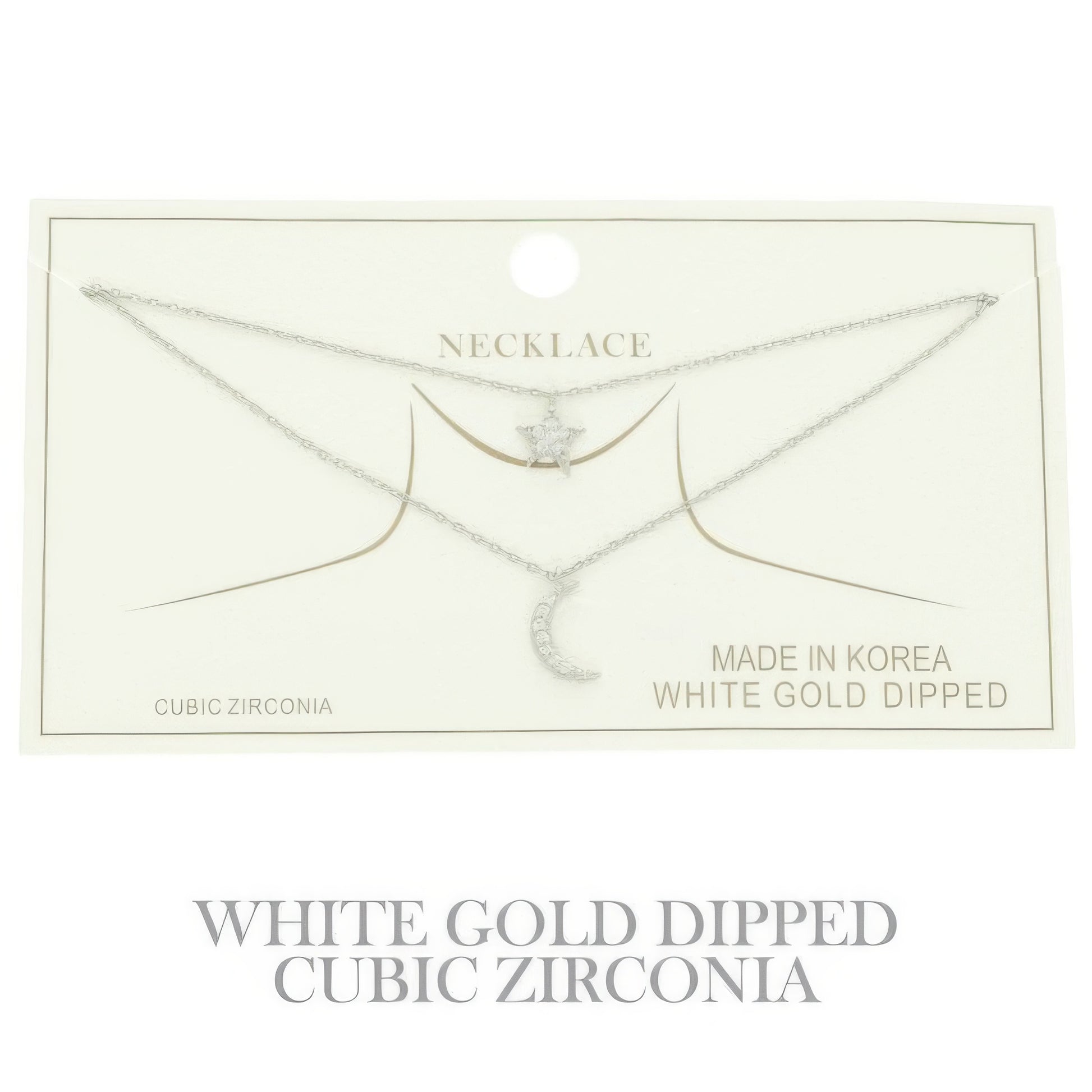 Cz Gold Plated Moon And Star Pendant Necklace