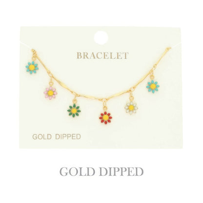 Gold Plated Floral Charm Bracelet