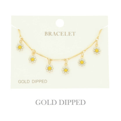 Gold Plated Floral Charm Bracelet