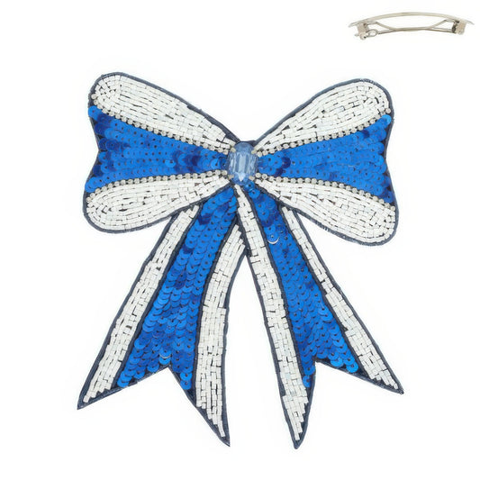 Gameday Sequin Ribbon Barrette Hair Clip