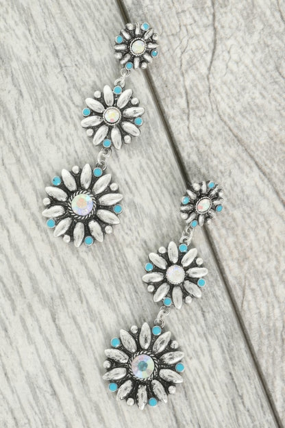 Western Floral Concho Linear Earrings