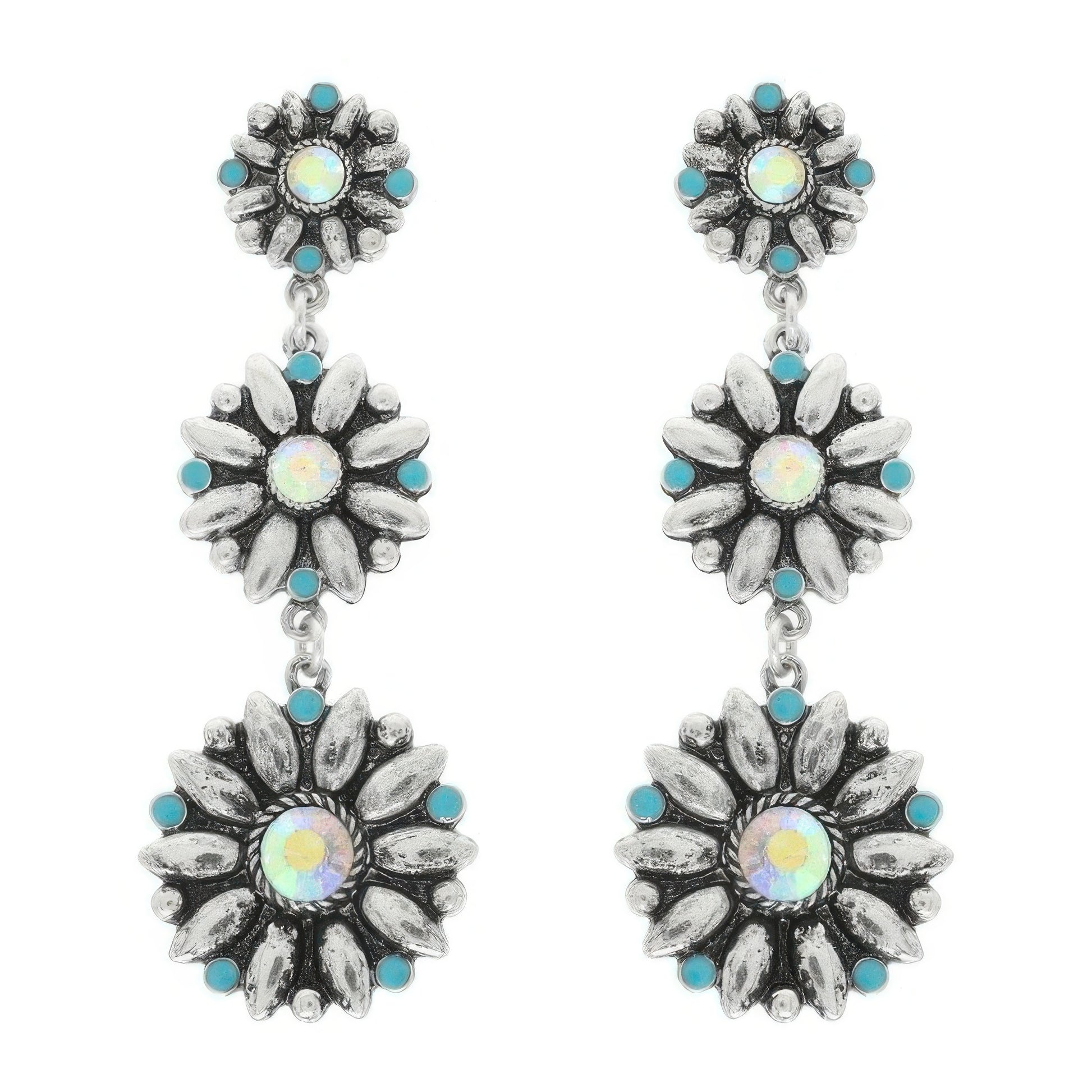 Western Floral Concho Linear Earrings