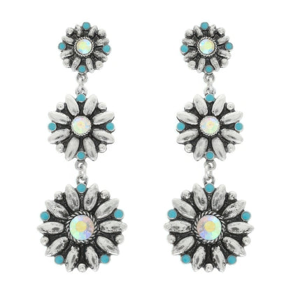 Western Floral Concho Linear Earrings