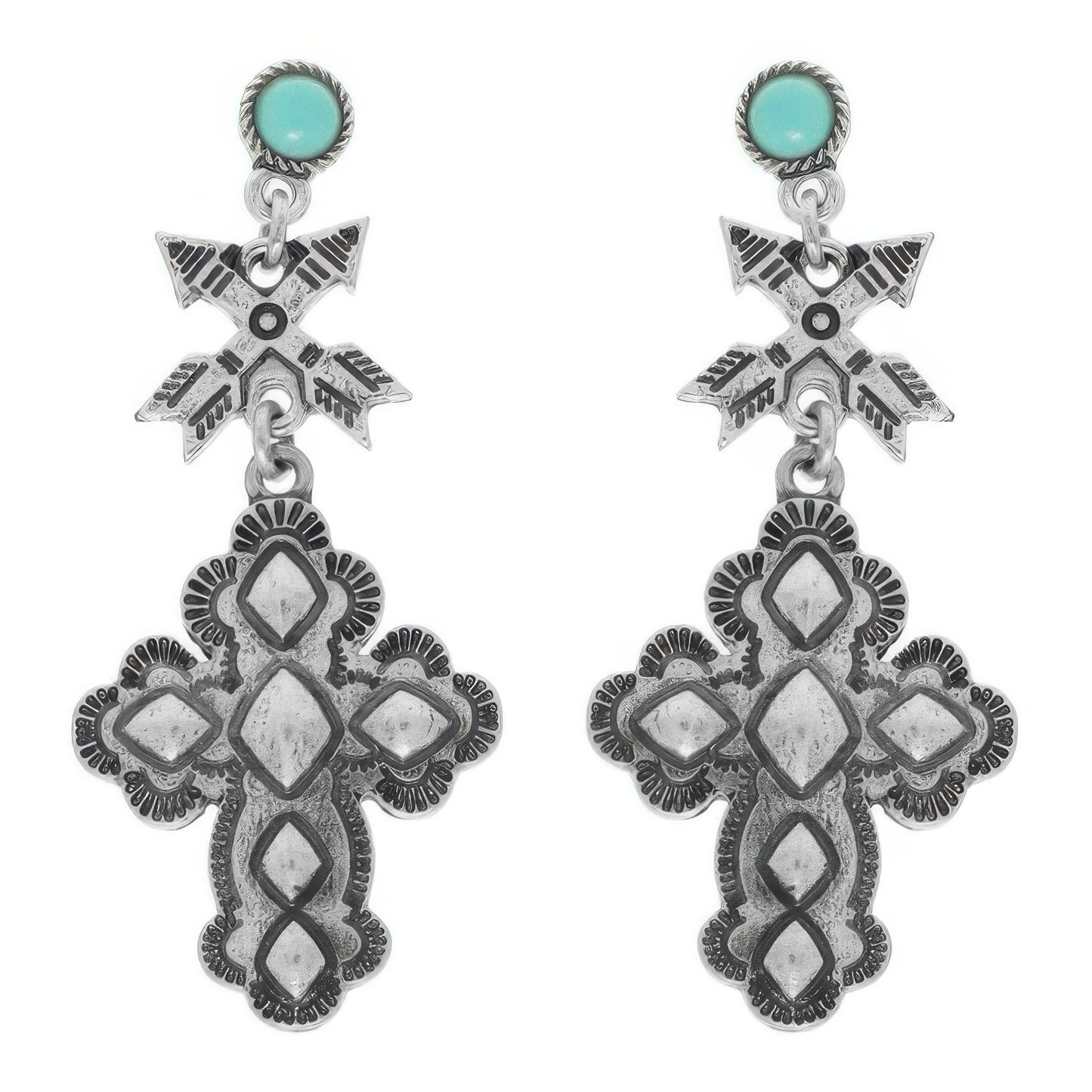 Western Cross Post Dangle Earrings