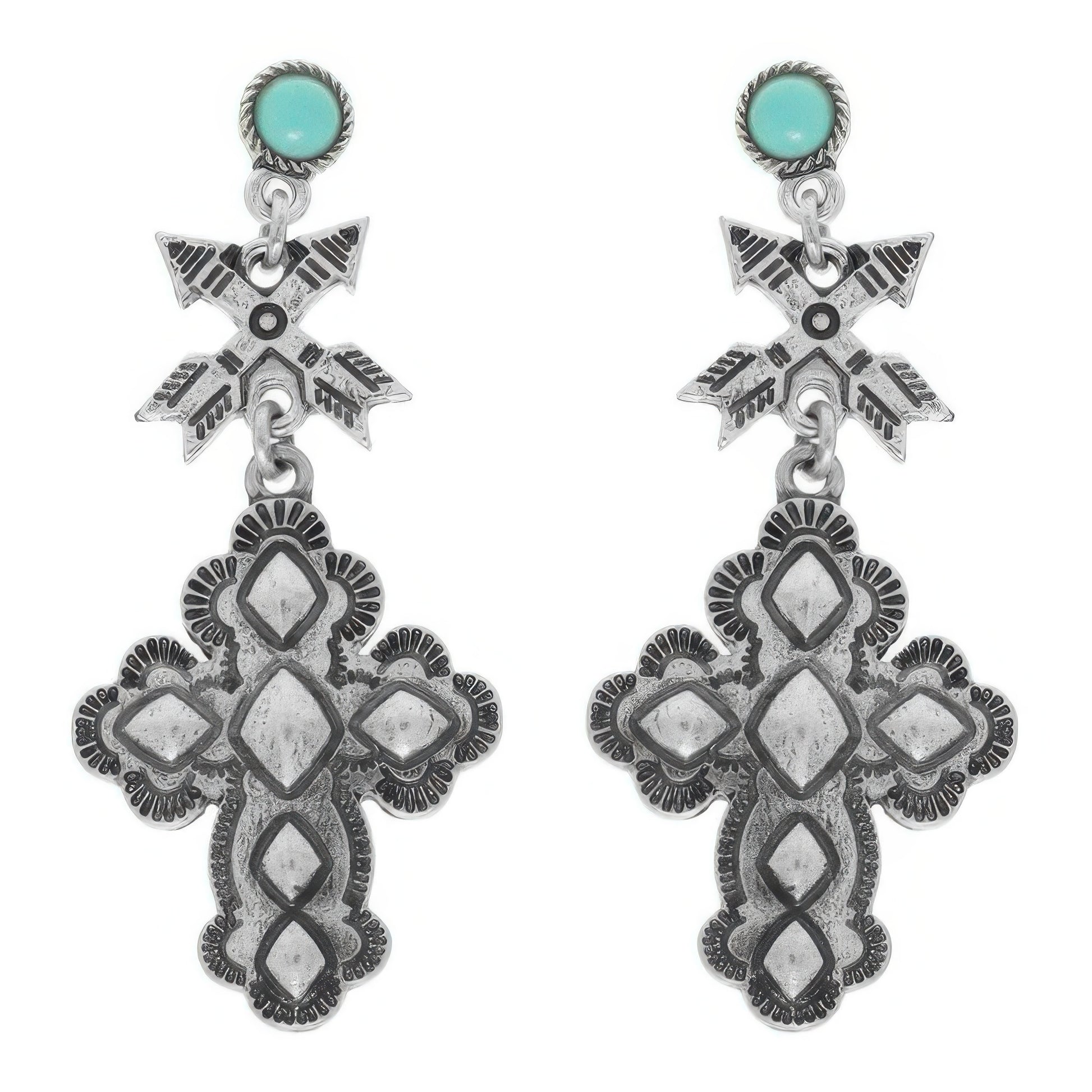 Western Cross Post Dangle Earrings
