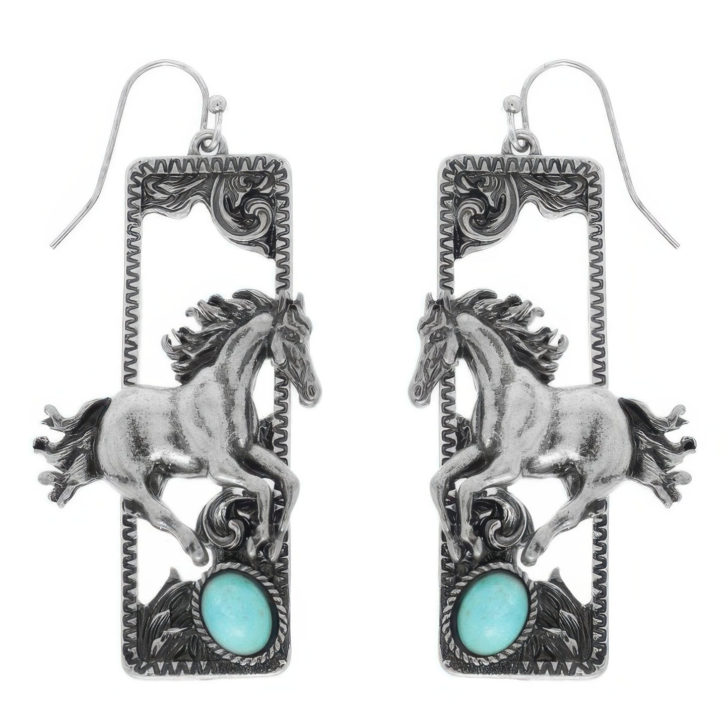 Western Wild Horse Dangle Earrings