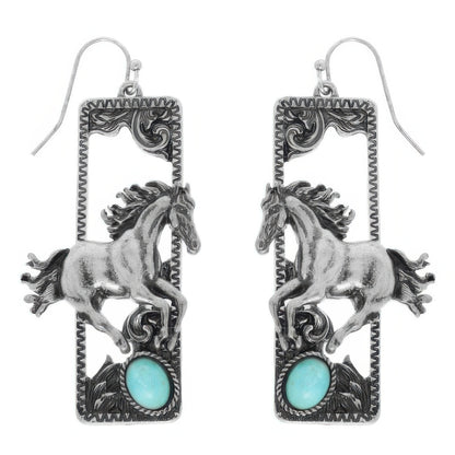 Western Wild Horse Dangle Earrings