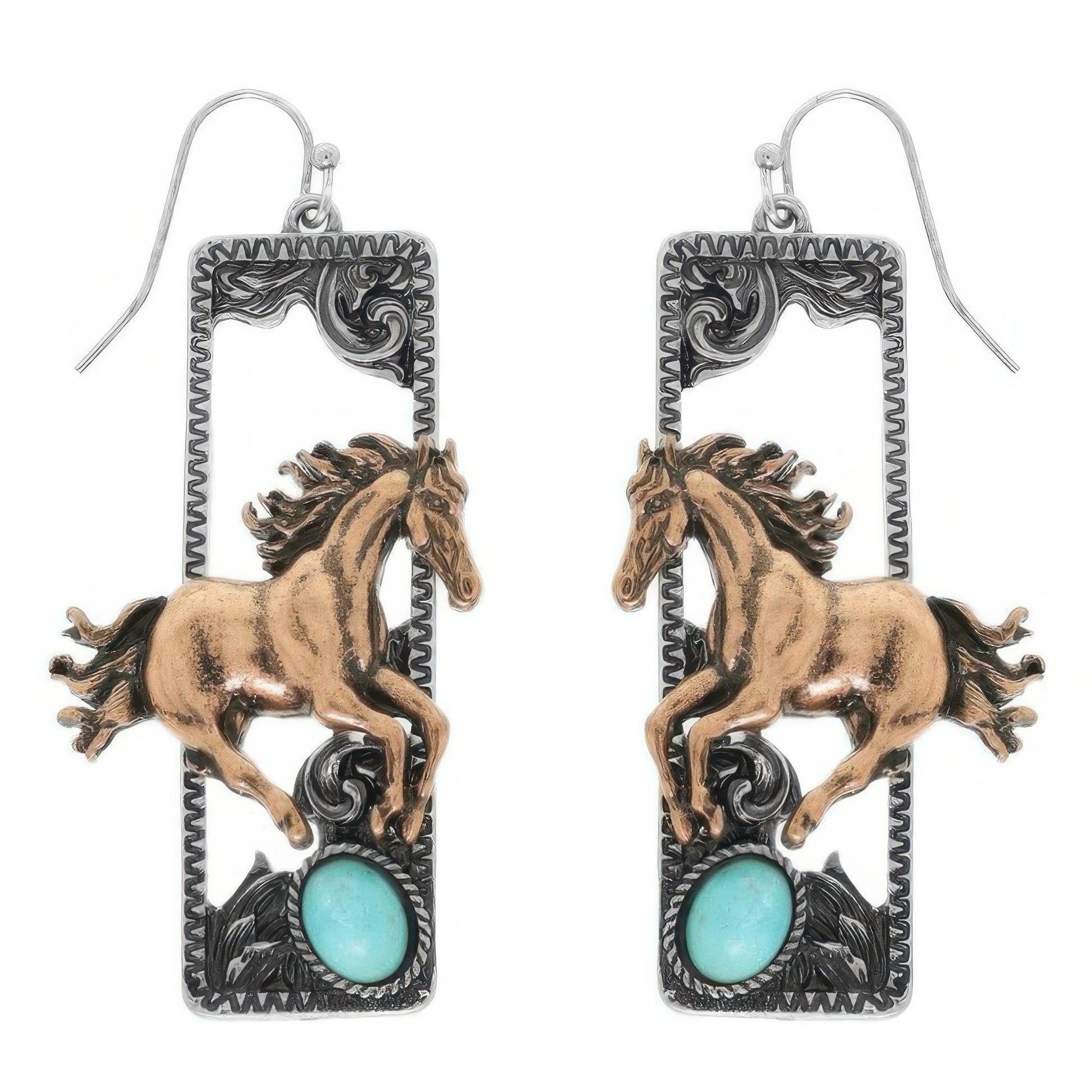 Western Wild Horse Dangle Earrings