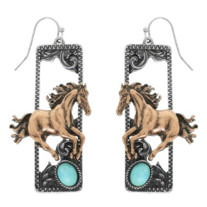 Western Wild Horse Dangle Earrings