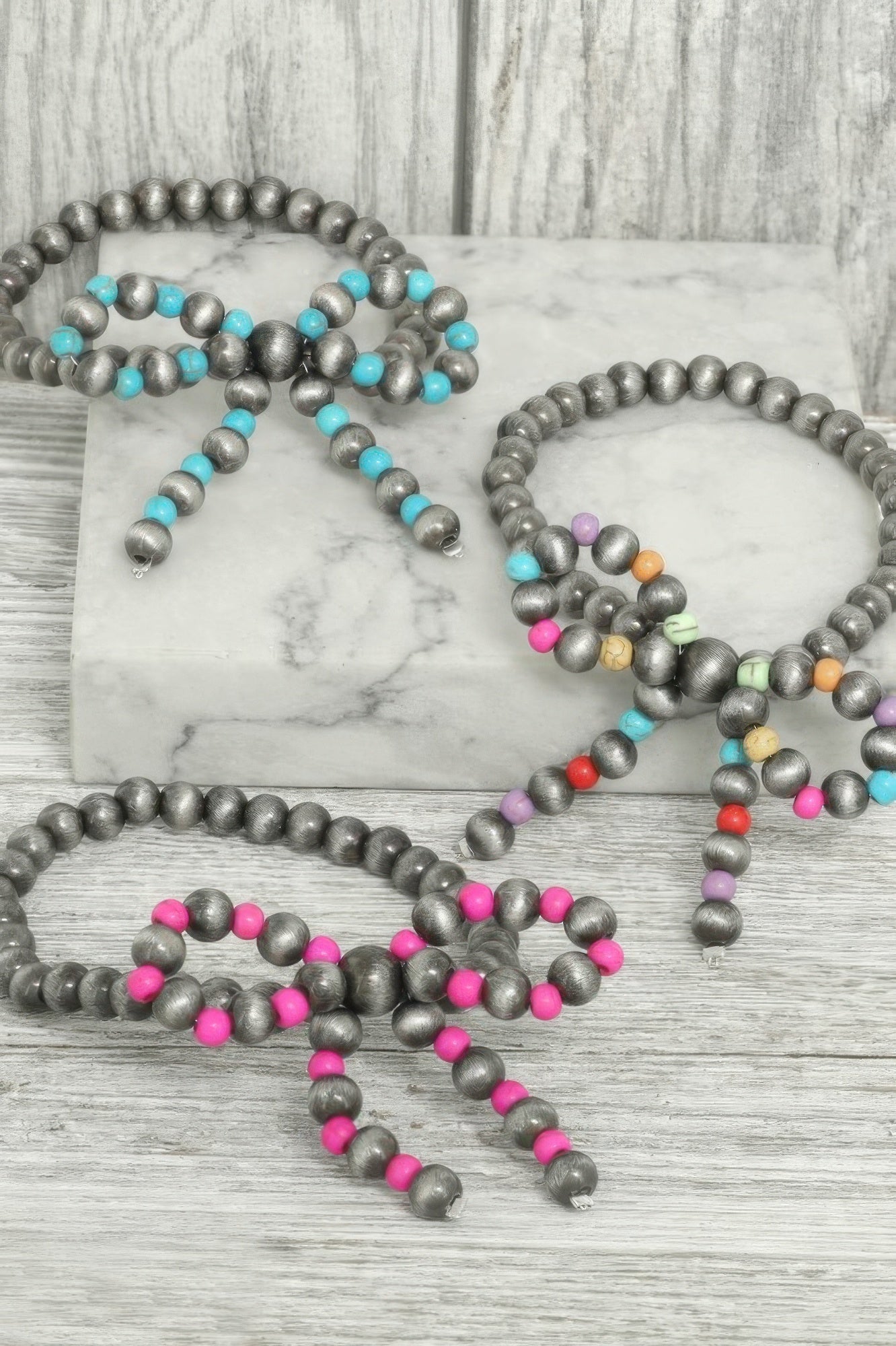 Western Bow Beaded Stretch Bracelet