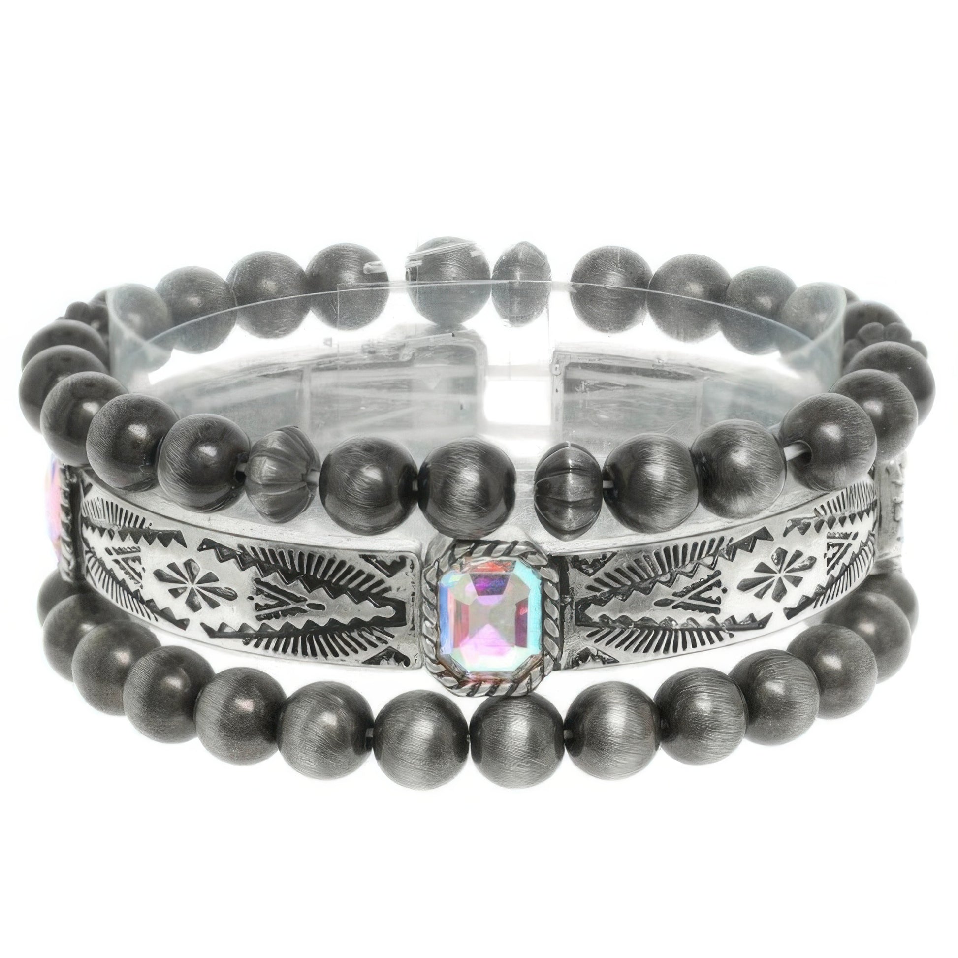 3pc Western Crystal Beaded Bracelet Set