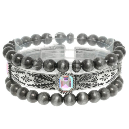 3pc Western Crystal Beaded Bracelet Set