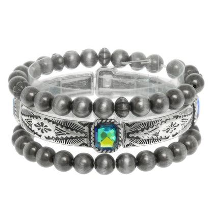 3pc Western Crystal Beaded Bracelet Set