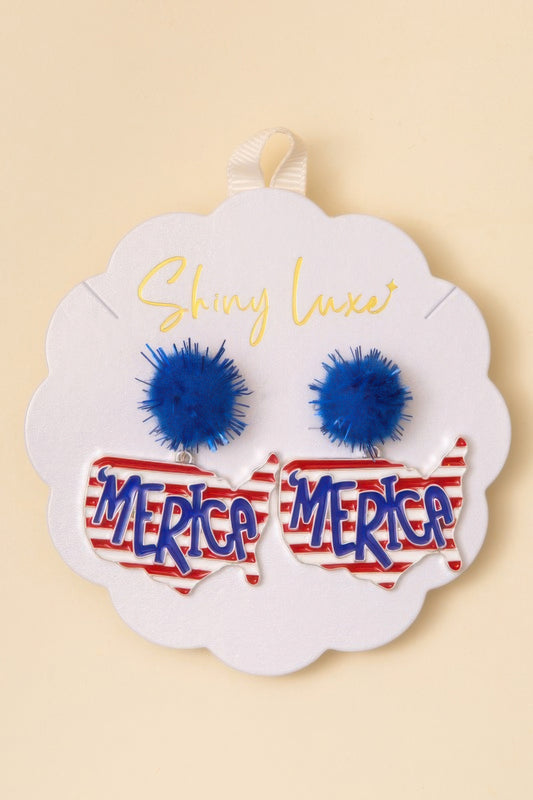 Usa Map Post Dangle Earrings