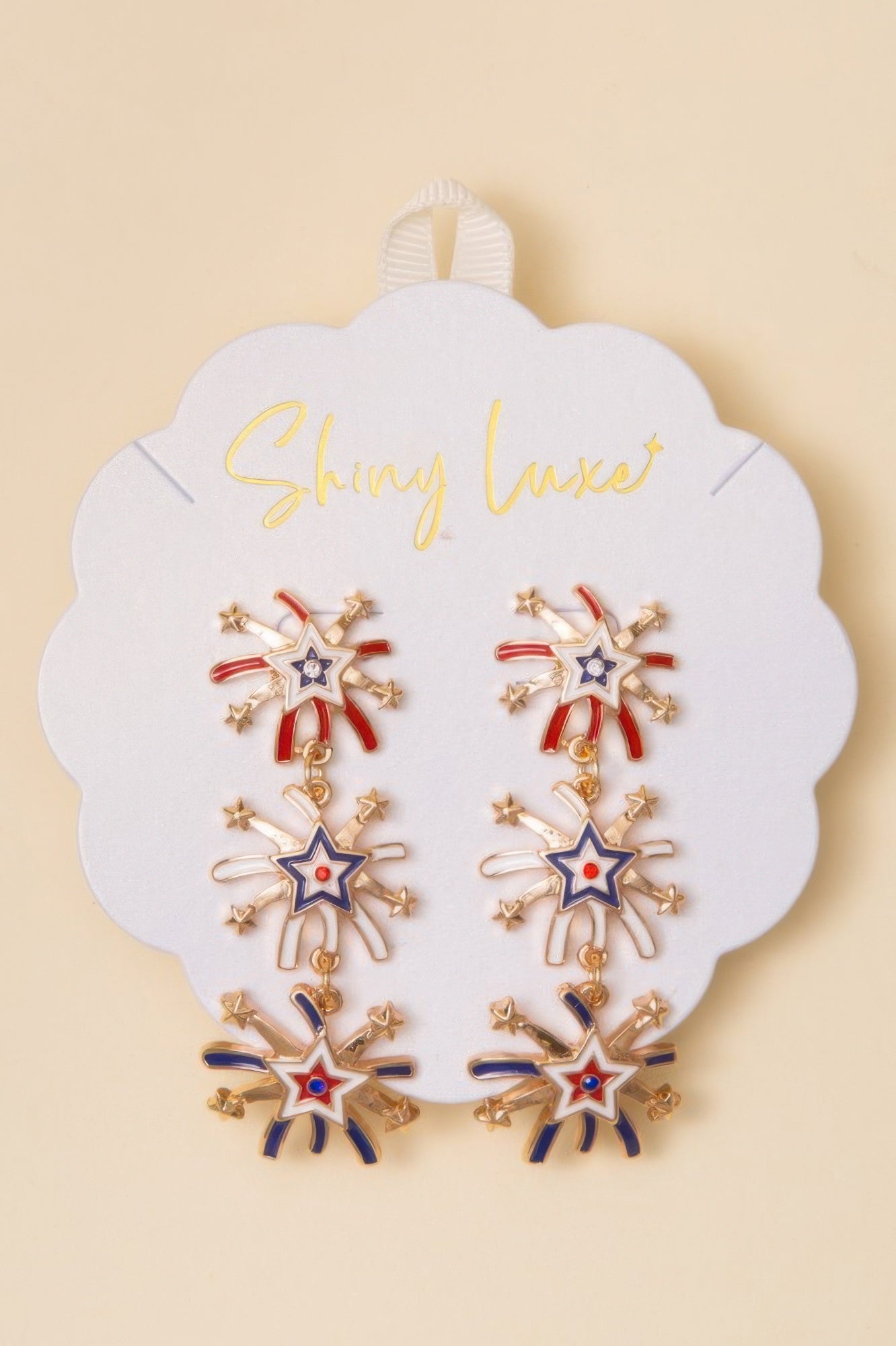 Patriotic Starburst Dangle Earrings