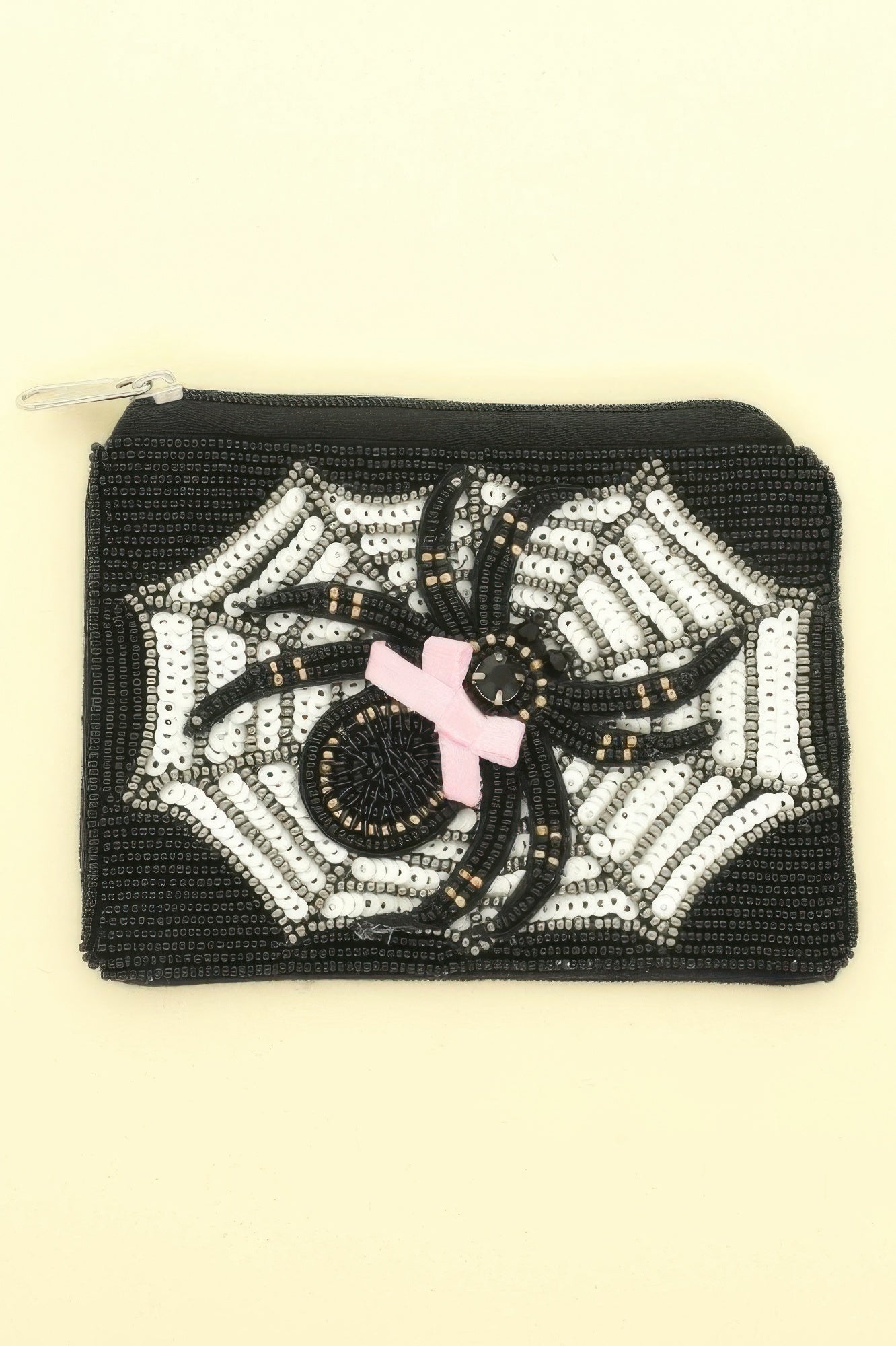 Halloween Spider Bow Beaded Coin Bag