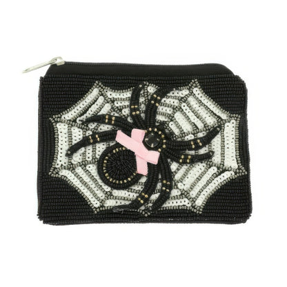 Halloween Spider Bow Beaded Coin Bag