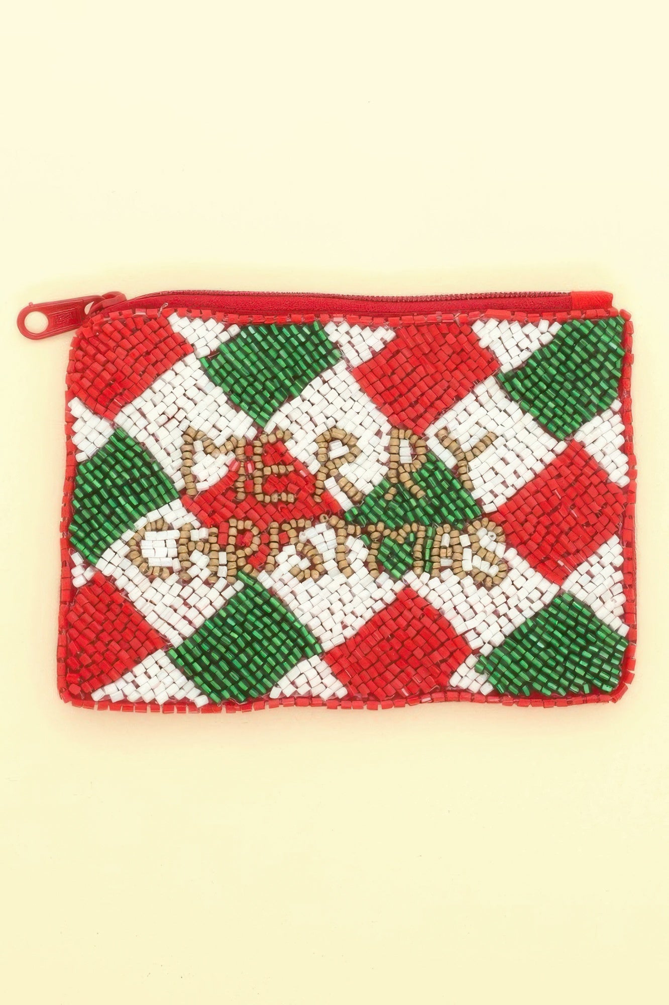 Holiday Theme Seed Beaded Coin Bag