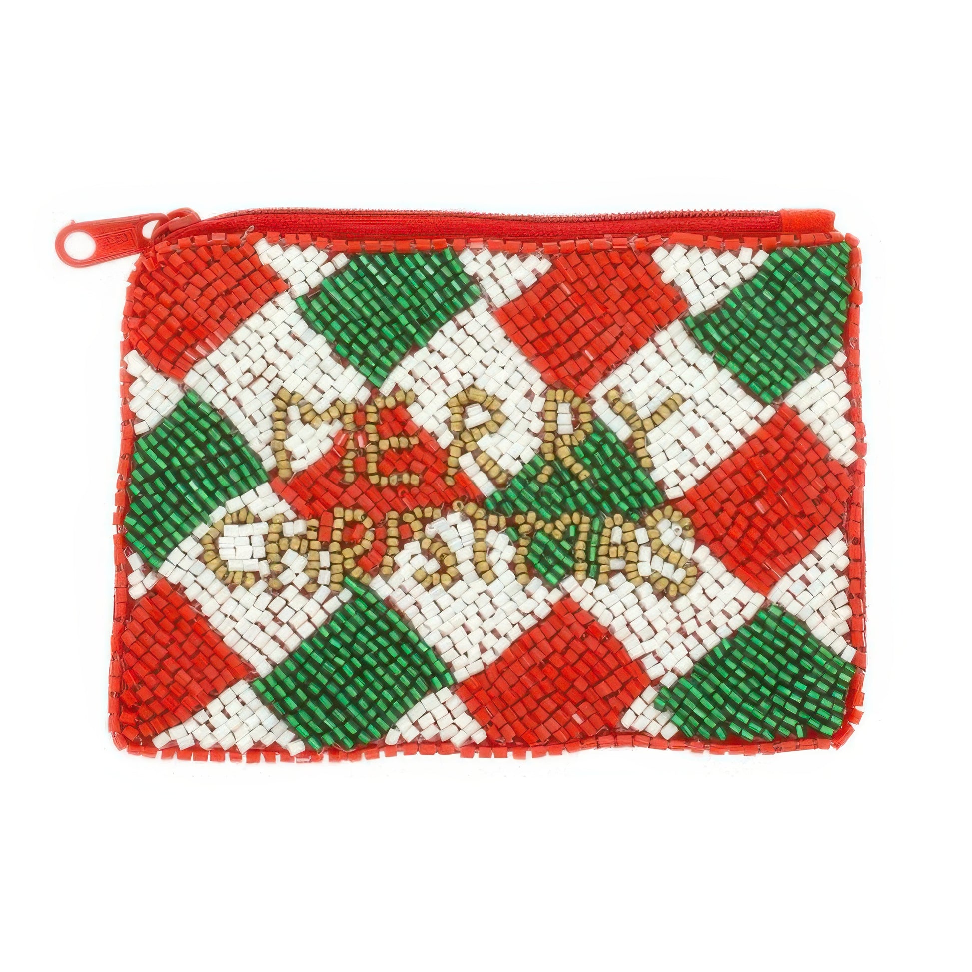 Holiday Theme Seed Beaded Coin Bag