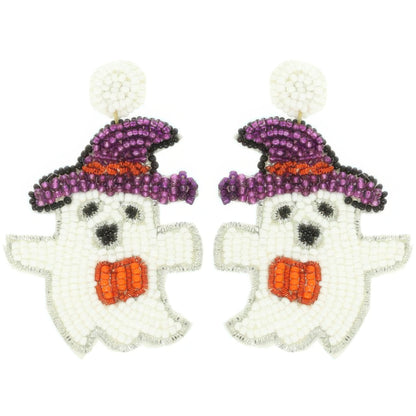 Halloween Bewitched Ghost Beaded Earrings