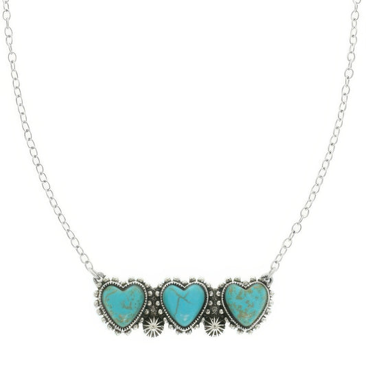 Western Jeweled Heart Pendant Necklace