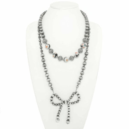 Western Bow Pendant Beaded Necklace