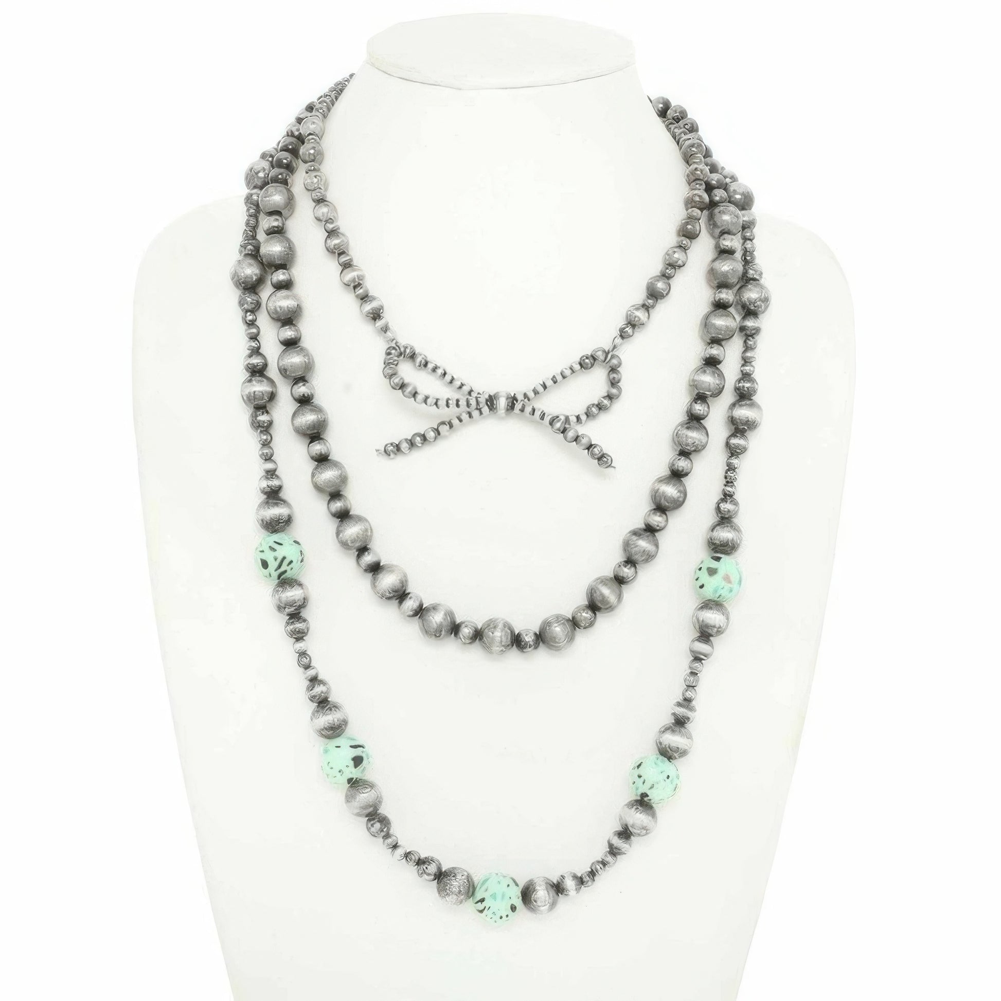 Western Bow Pendant Beaded Necklace