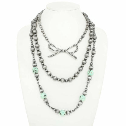 Western Bow Pendant Beaded Necklace