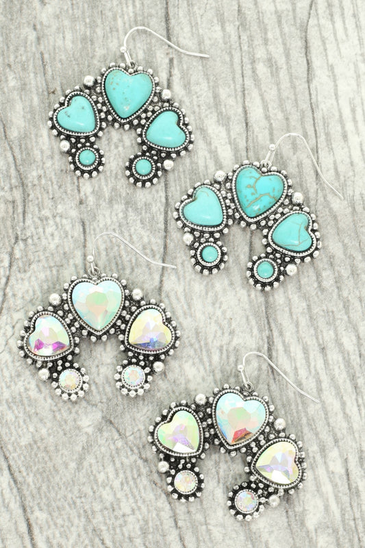 Western Hearted Squash Blossom Earrings