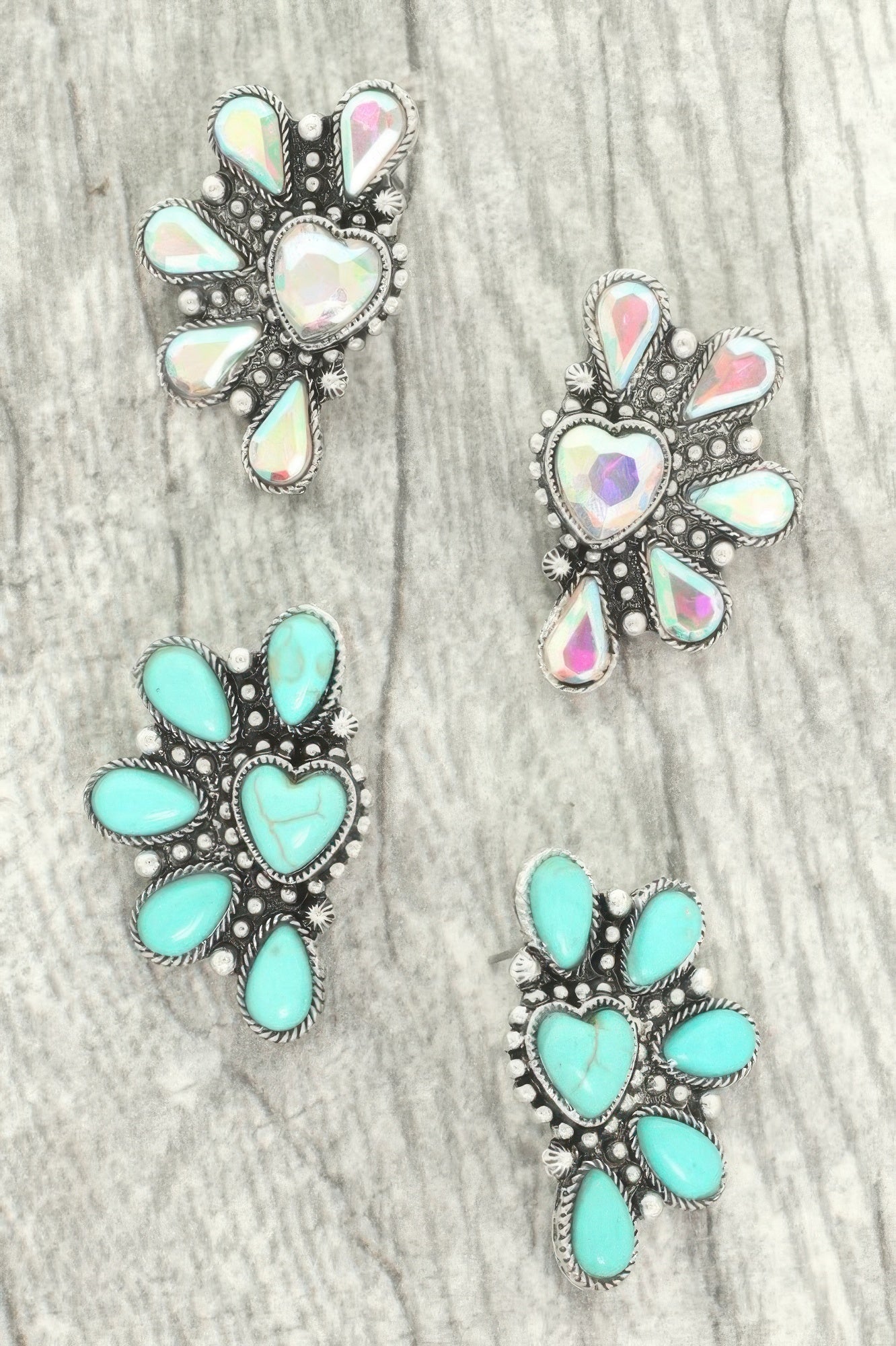 Western Hearted Concho Earrings